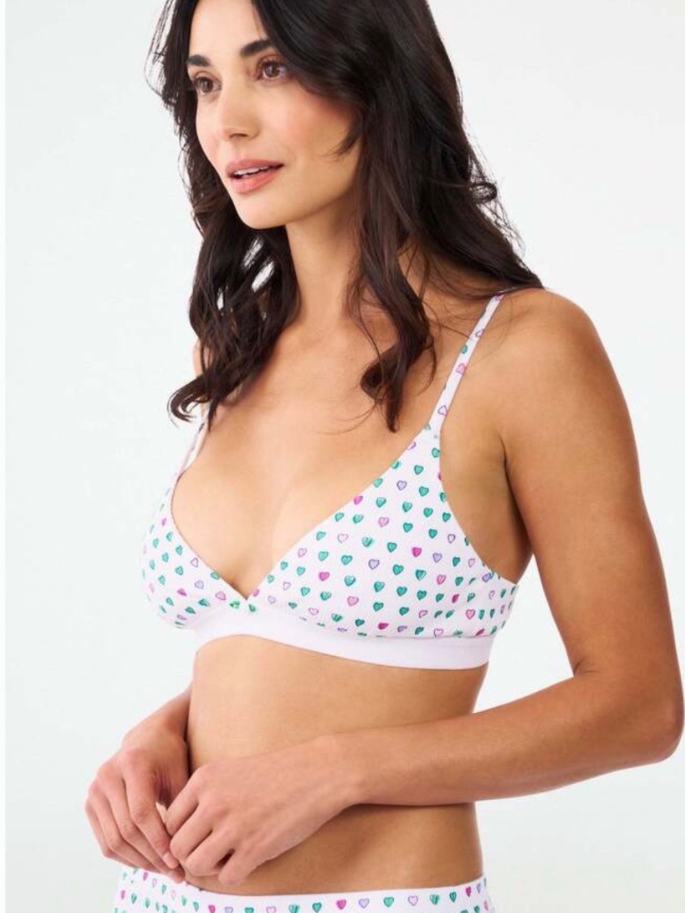 NWT Roller Rabbit Pop Hearts Rib York Bralette. Green. Size Medium.